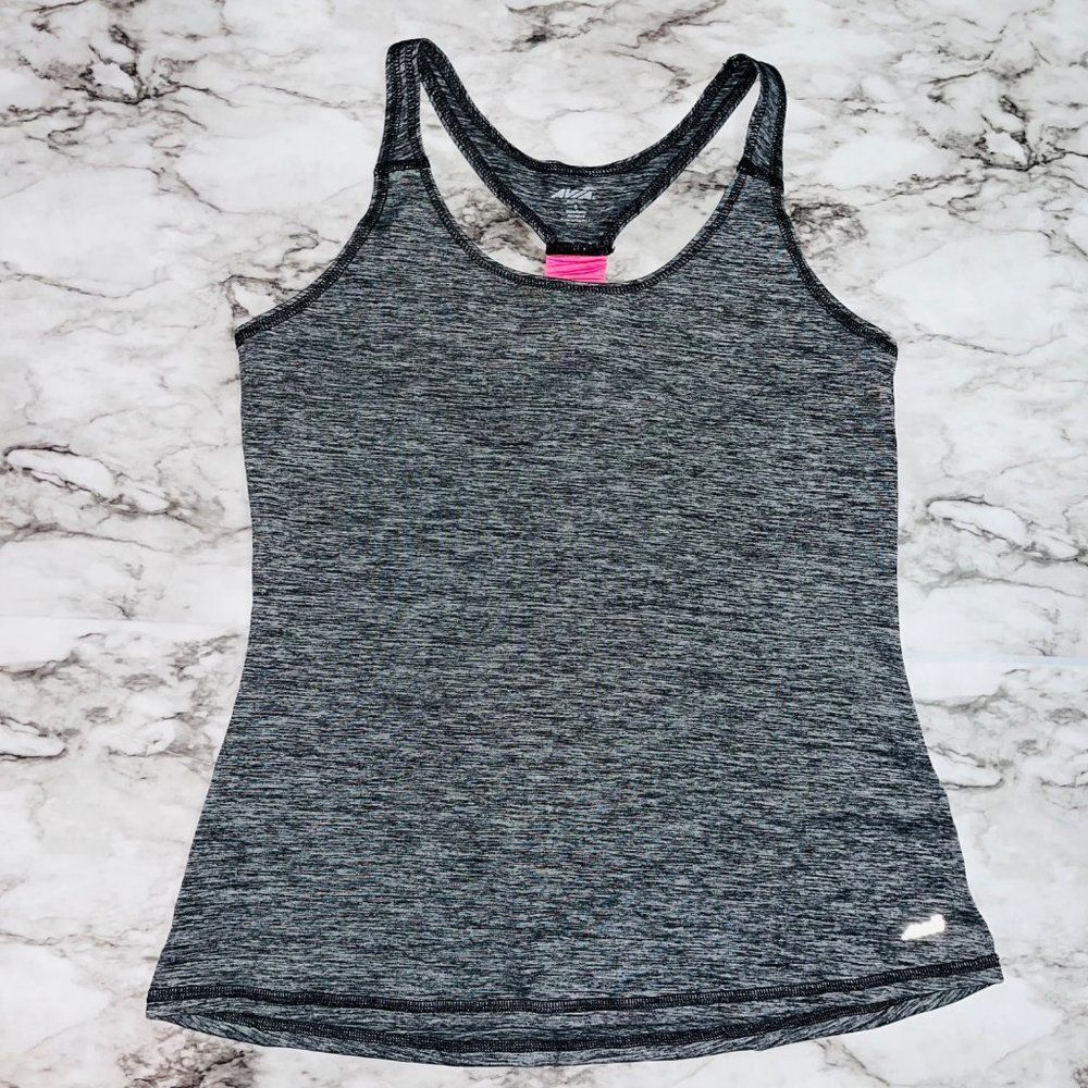 Avia Athletic Tank Top Women Size Sm Gray Pink Racerback Mesh Activewear Gym
